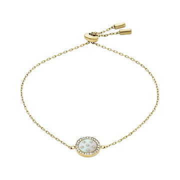 Bracciale catena Fossil Merrit acciaio oro con cristalli donna 21,6 cm