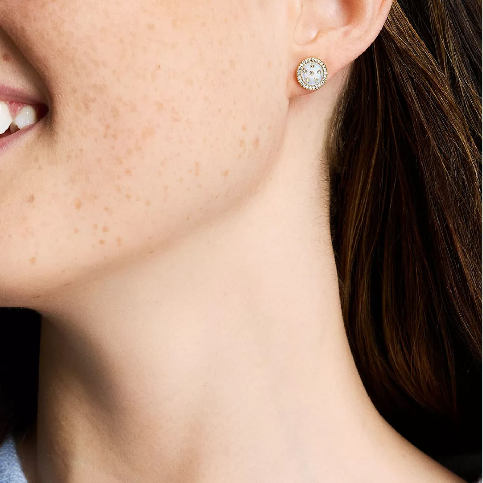 Orecchini a lobo Fossil Merrit acciaio oro e madreperla donna MISURA UNICA