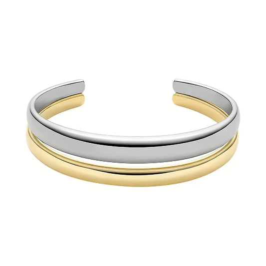 Bracciale rigido bicolore Fossil Domed in acciaio donna Rigido