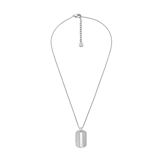 Collana da uomo Fossil acciaio con piastrina pendente