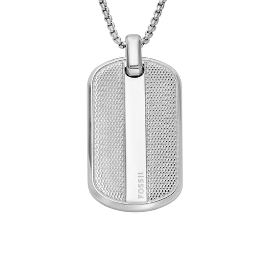 Collana da uomo Fossil acciaio con piastrina pendente