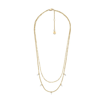 Collana multifilo Fossil Ellis in acciaio dorato con pietre MISURA UNICA