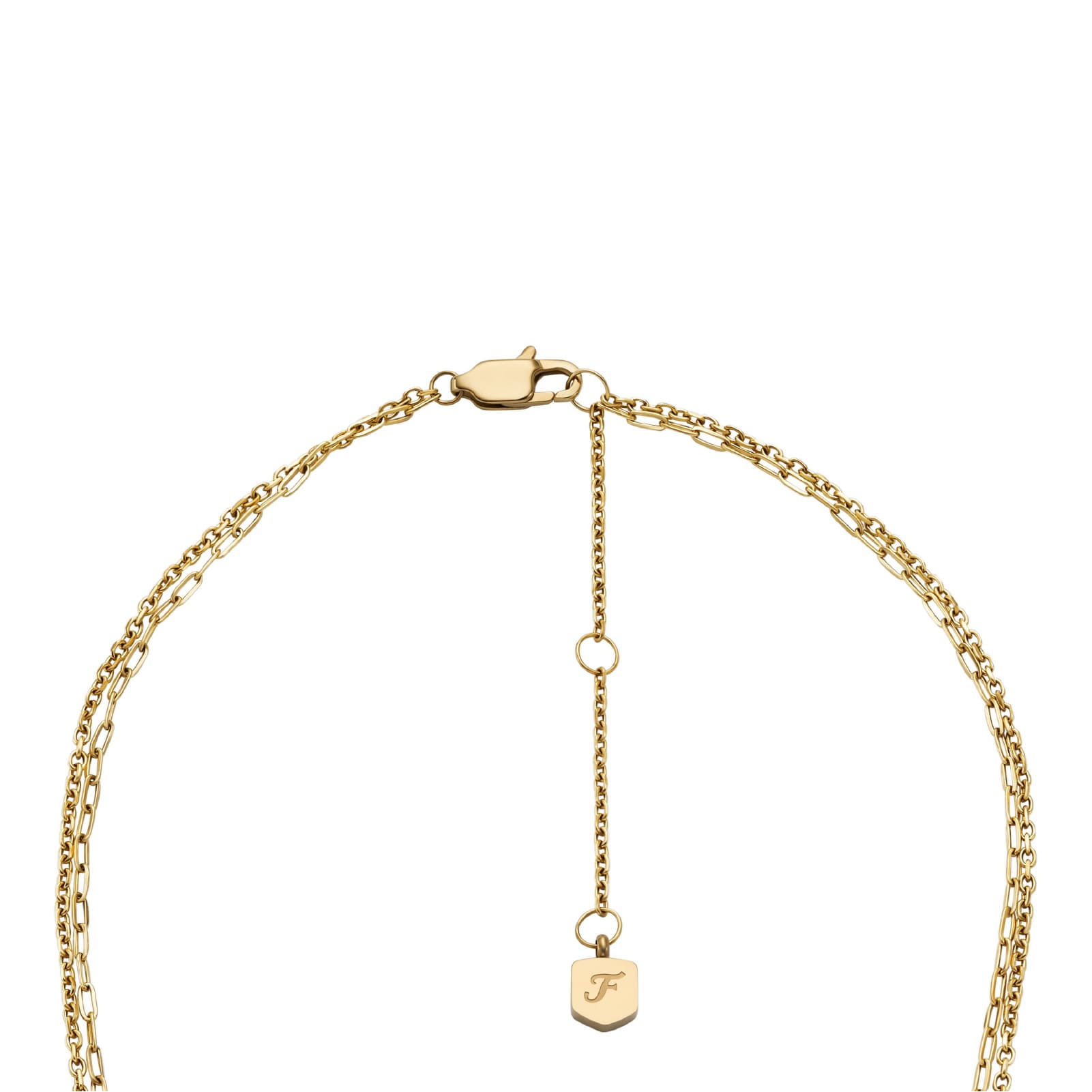 Collana multifilo Fossil Ellis in acciaio dorato con pietre MISURA UNICA