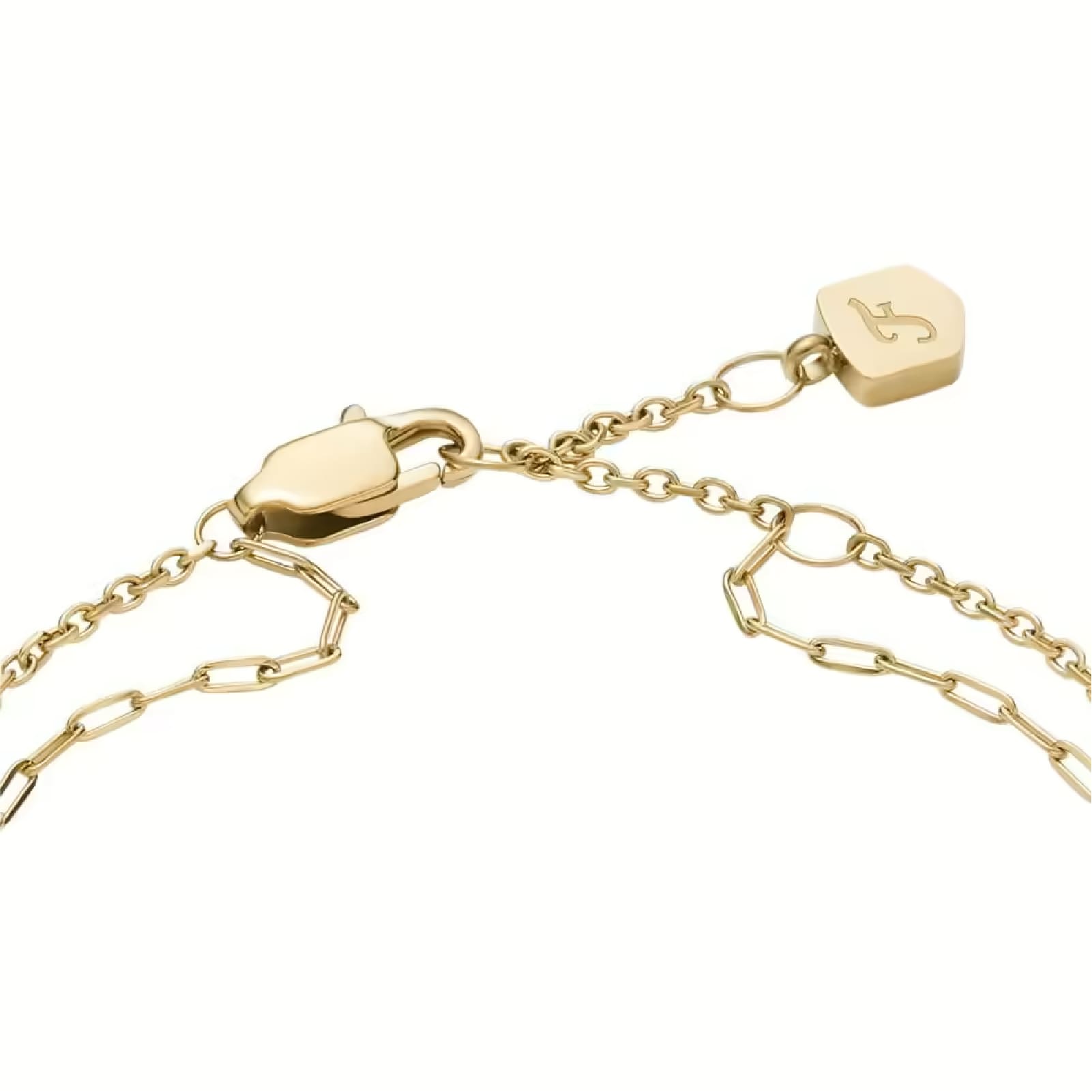 Bracciale multifilo Fossil Ellis acciaio oro e cristalli donna 19 cm