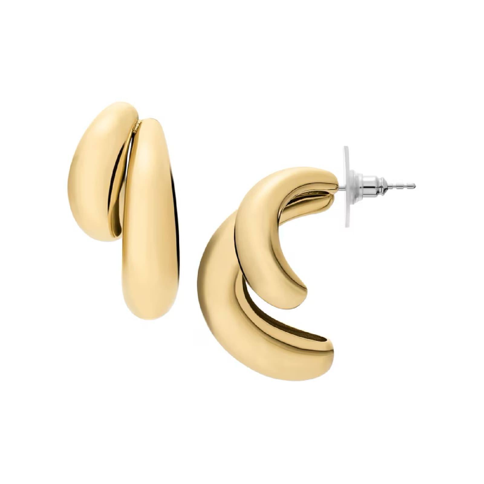 Orecchini Fossil Domed acciaio dorato da donna MISURA UNICA