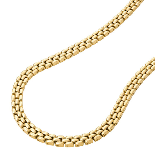 Collana girocollo a catena Fossil in acciaio dorato MISURA UNICA
