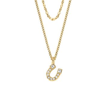 Collana Fossil in acciaio dorato con ferro di cavallo MISURA UNICA