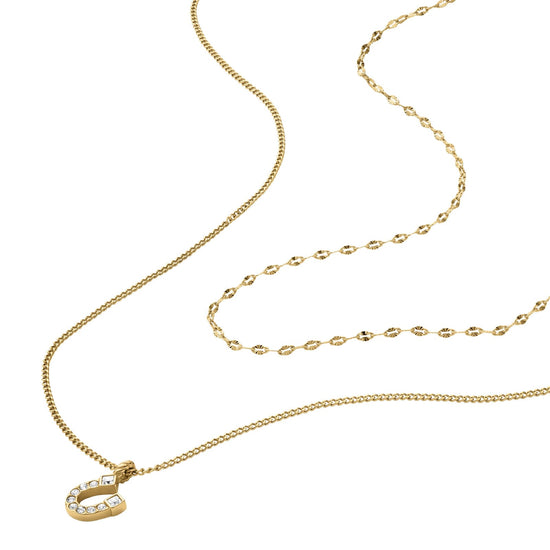 Collana Fossil in acciaio dorato con ferro di cavallo MISURA UNICA