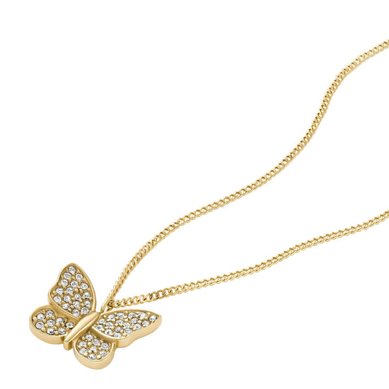 Collana Fossil in acciaio dorato con farfalla di zirconi MISURA UNICA