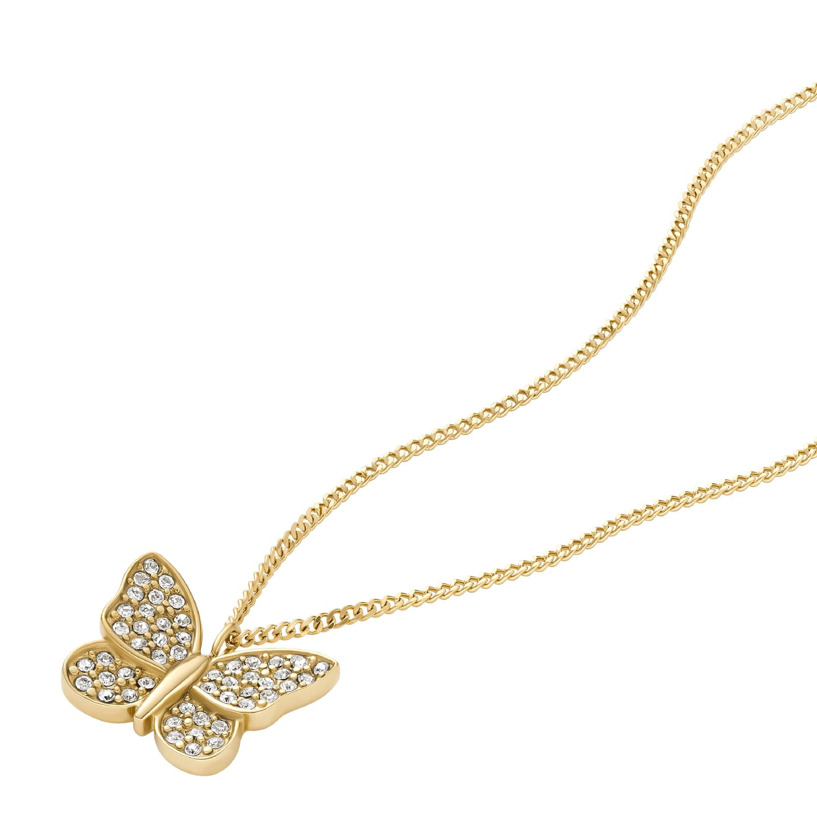 Collana Fossil in acciaio dorato con farfalla di zirconi MISURA UNICA