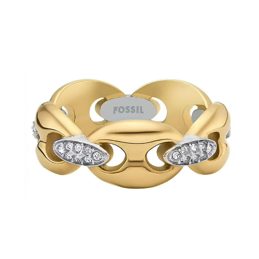 Anello Fossil Heritage in acciaio bicolore con cristalli 12