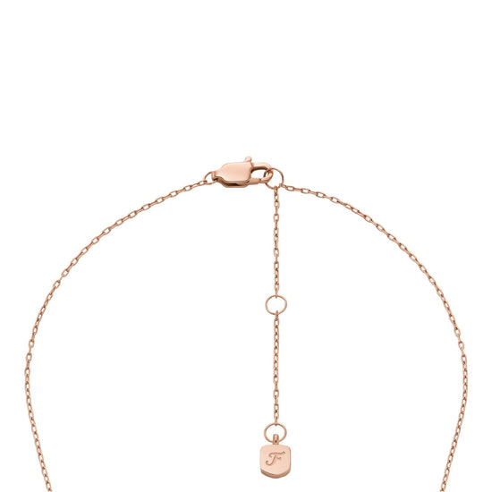 Collana Fossil acciaio rosé pendente madreperla e cristalli MISURA UNICA