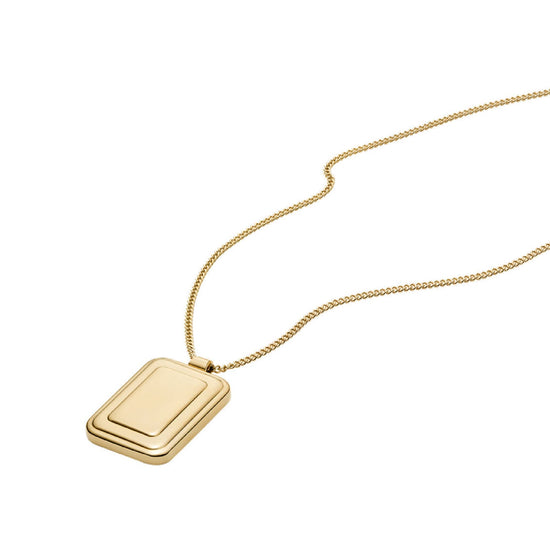 Collana Fossil Raquel acciaio oro pendente rettangolare donna MISURA UNICA