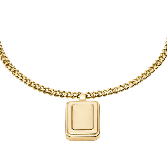 Bracciale Fossil Raquel acciaio oro pendente rettangolare donna 19 cm