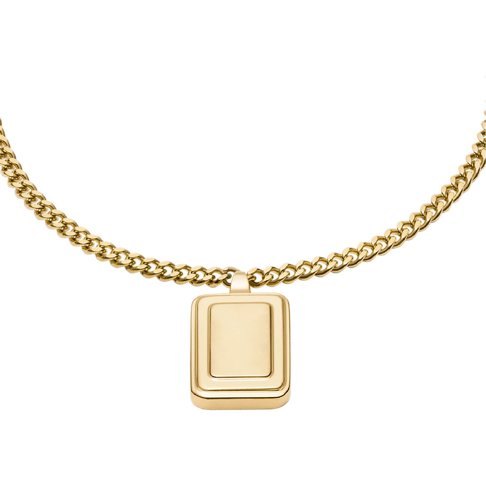 Bracciale Fossil Raquel acciaio oro pendente rettangolare donna 19 cm