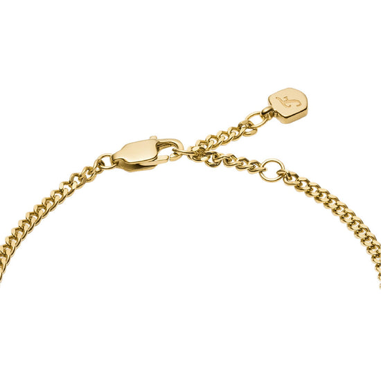 Bracciale Fossil Raquel acciaio oro pendente rettangolare donna 19 cm