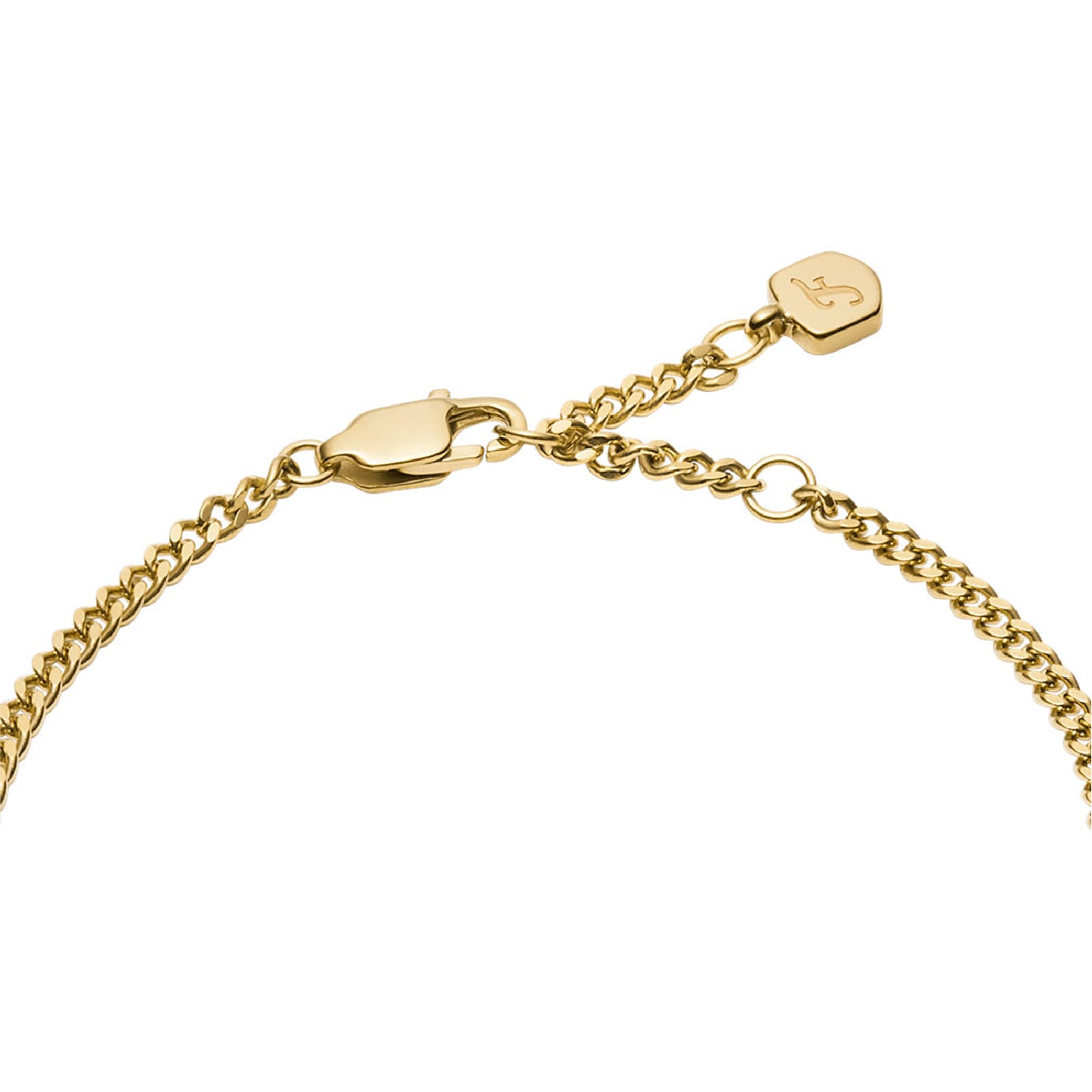 Bracciale Fossil Raquel acciaio oro pendente rettangolare donna 19 cm