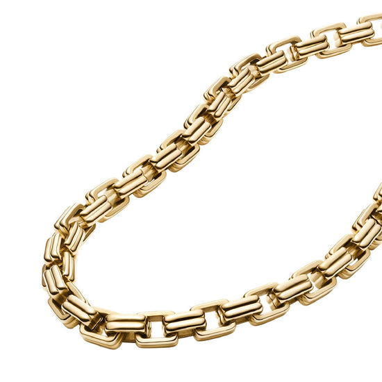 Collana Fossil Raquel acciaio oro con catena spessa donna MISURA UNICA