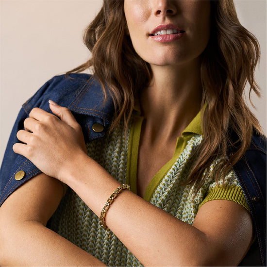 Bracciale Fossil Raquel acciaio oro con catena spessa donna 19 cm