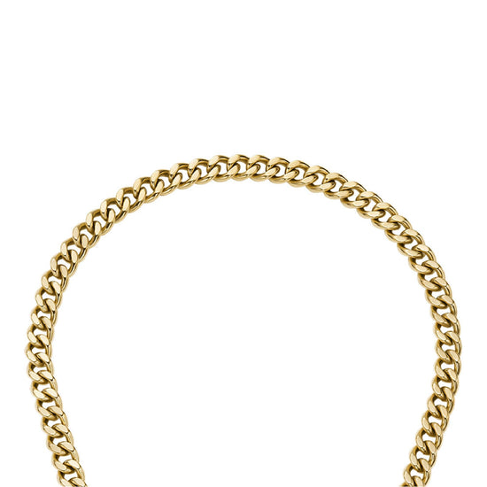 Collana Fossil Carlie acciaio oro pavé e chiusura T-Bar donna MISURA UNICA