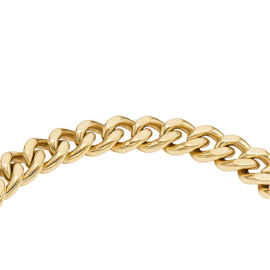 Bracciale Fossil Carlie acciaio oro pavé chiusura T-bar donna 18,5 cm