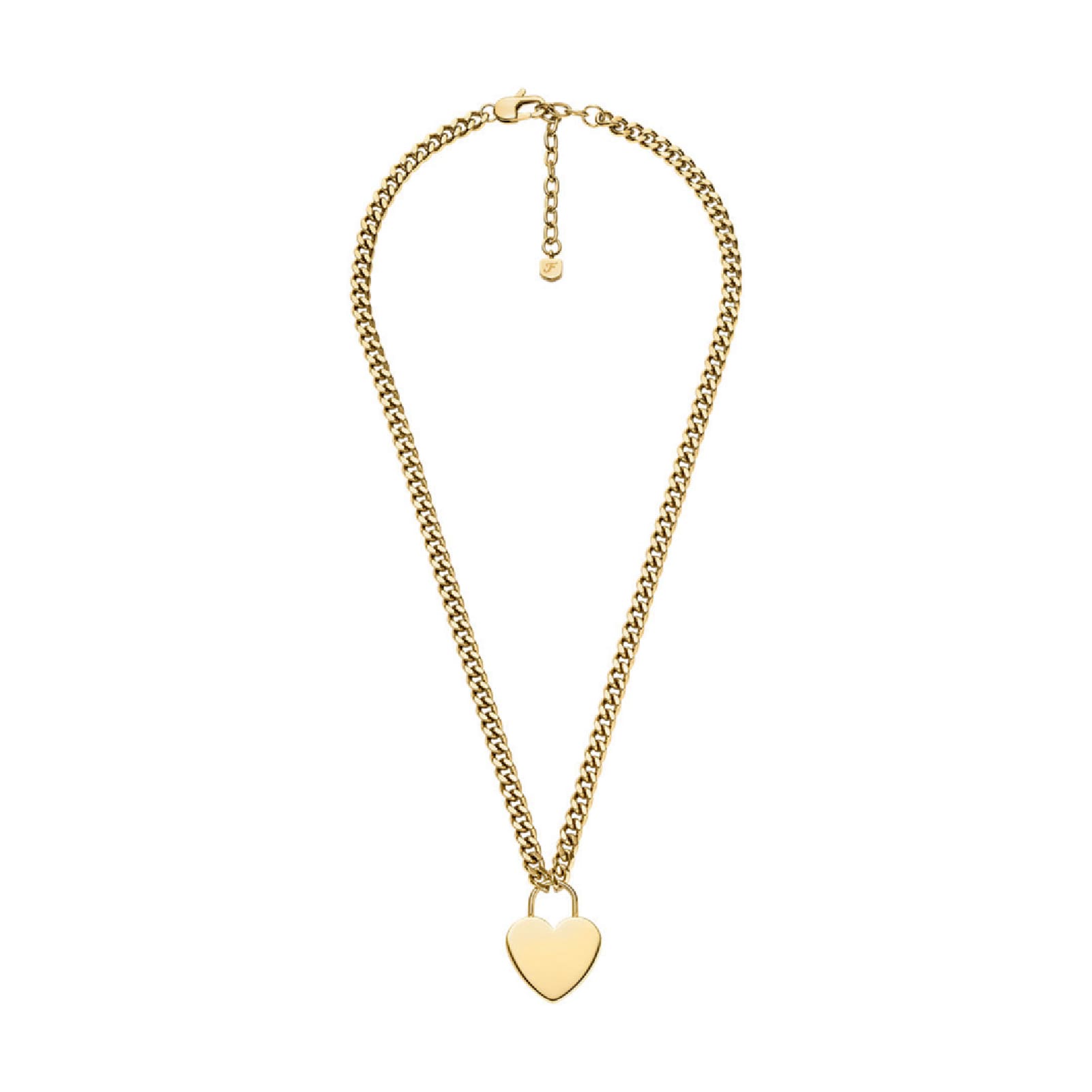 Collana Fossil Sutton acciaio oro con cuore grande donna MISURA UNICA