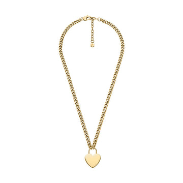 Collana Fossil Sutton acciaio oro con cuore grande donna MISURA UNICA