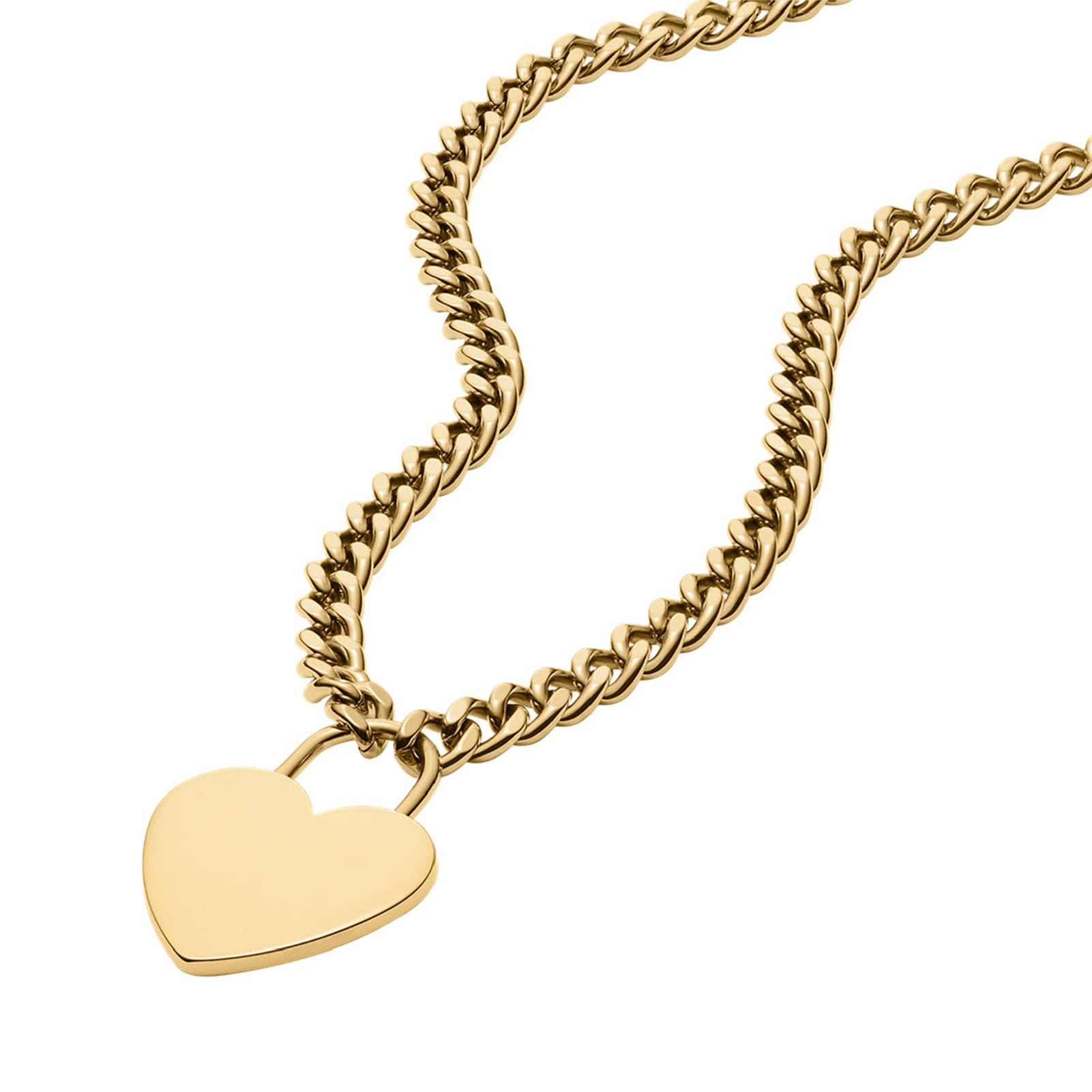 Collana Fossil Sutton acciaio oro con cuore grande donna MISURA UNICA