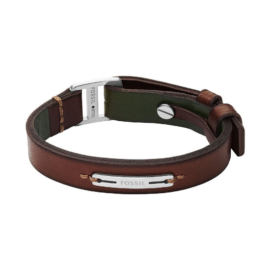 Bracciale Fossil Machine pelle verde e marrone uomo REGOLABILE