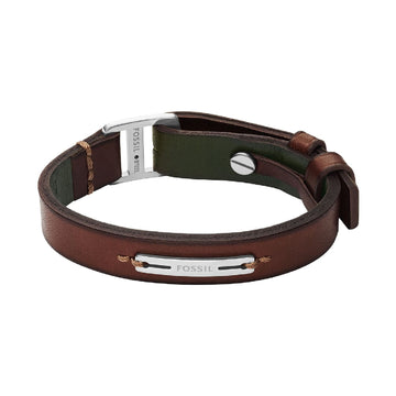 Bracciale Fossil Machine pelle verde e marrone uomo REGOLABILE