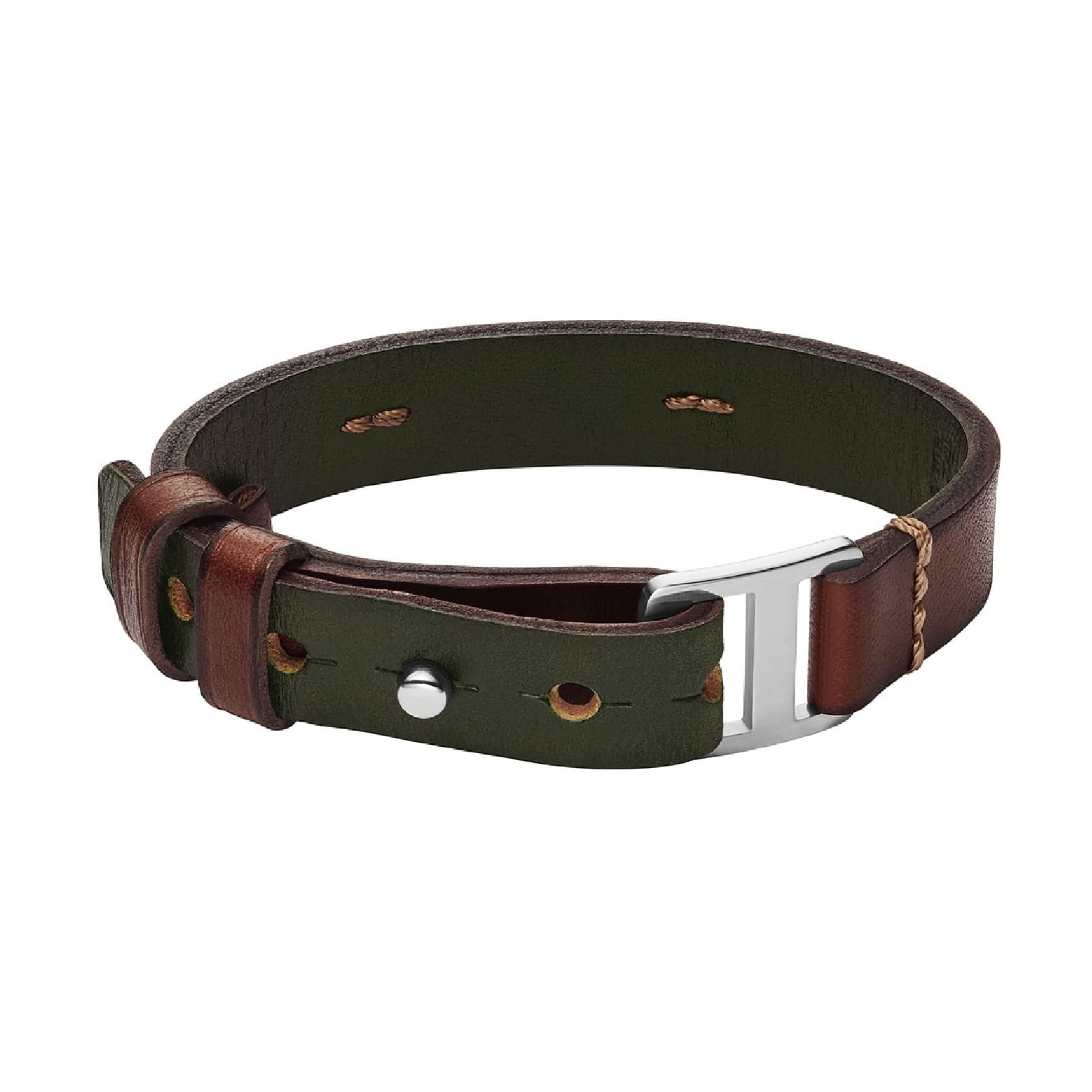 Bracciale Fossil Machine pelle verde e marrone uomo REGOLABILE