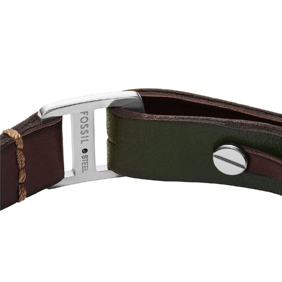 Bracciale Fossil Machine pelle verde e marrone uomo REGOLABILE