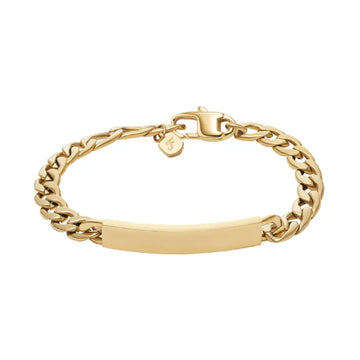 Bracciale catena Fossil Ellis acciaio oro con piastrina donna 19 cm