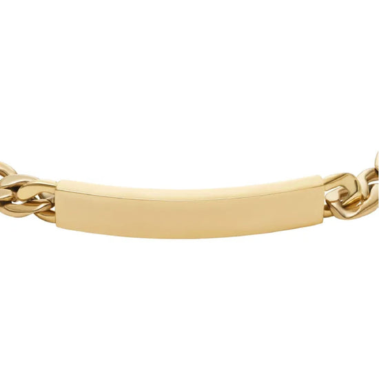 Bracciale catena Fossil Ellis acciaio oro con piastrina donna 19 cm