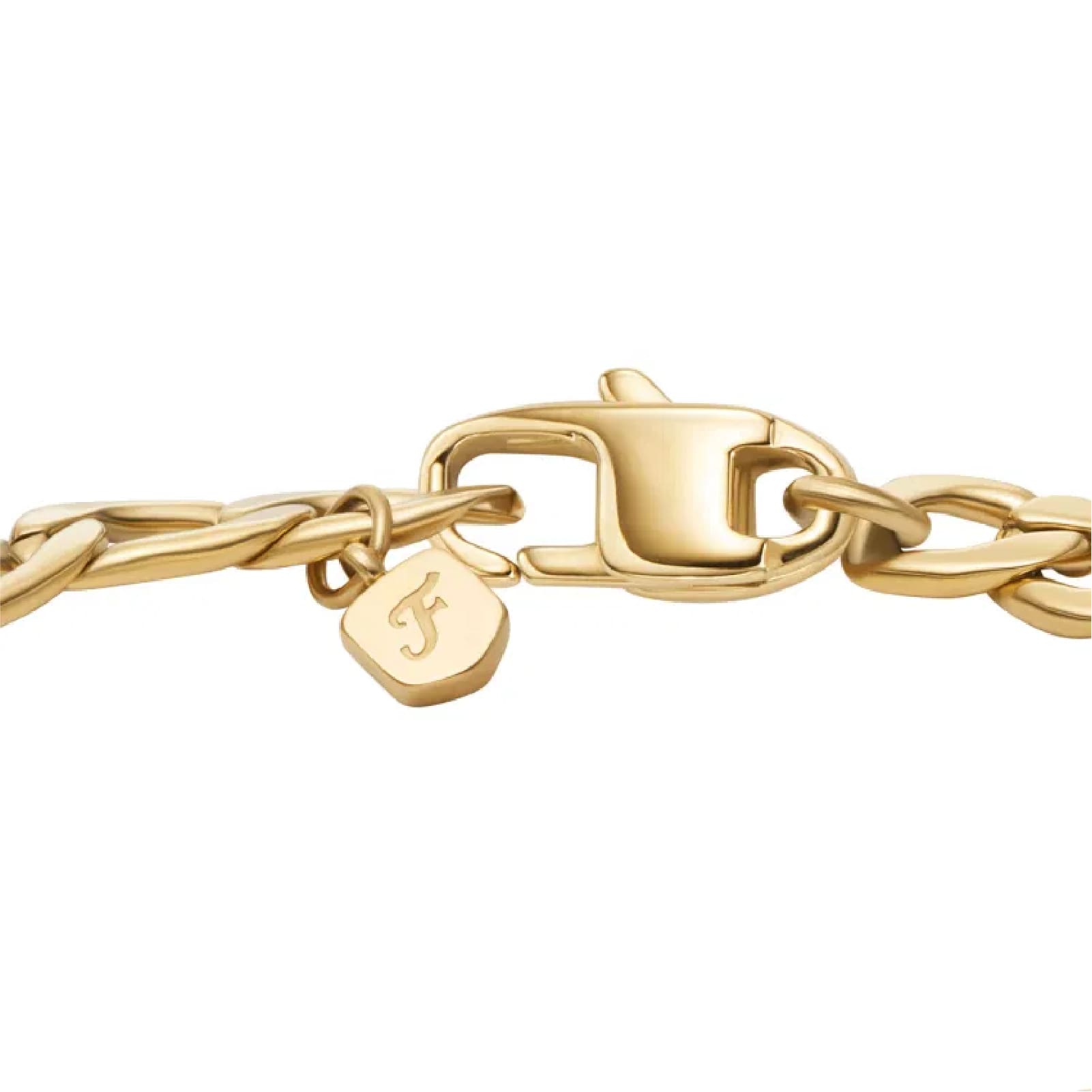 Bracciale catena Fossil Ellis acciaio oro con piastrina donna 19 cm