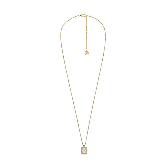 Collana catena Fossil in ottone oro con madreperla MISURA UNICA