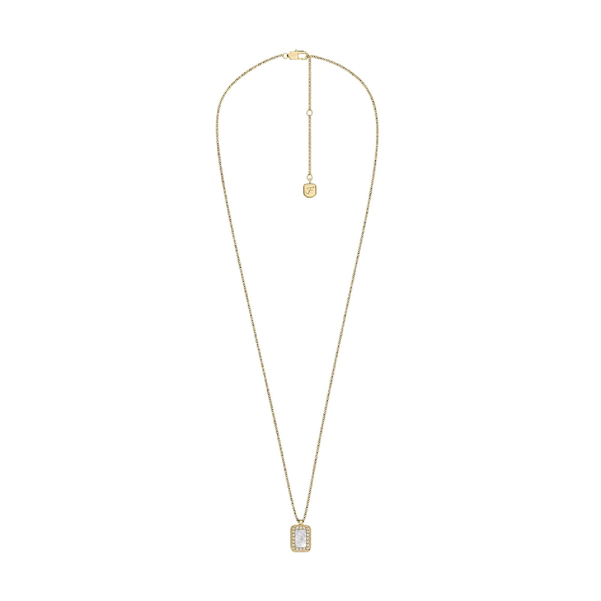 Collana catena Fossil in ottone oro con madreperla MISURA UNICA