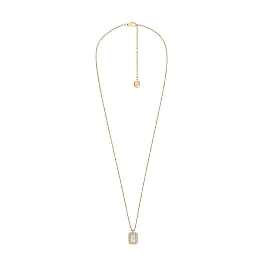 Collana catena Fossil in ottone oro con madreperla MISURA UNICA