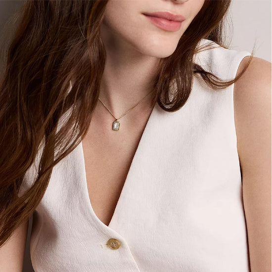 Collana catena Fossil in ottone oro con madreperla MISURA UNICA