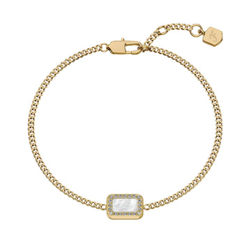 Bracciale catena Fossil in ottone oro con madreperla 19,5 cm