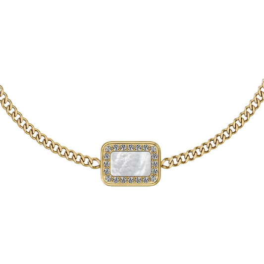 Bracciale catena Fossil in ottone oro con madreperla 19,5 cm