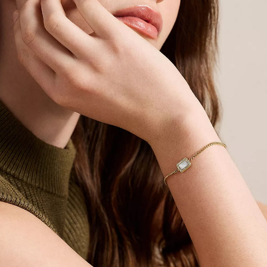Bracciale catena Fossil in ottone oro con madreperla 19,5 cm
