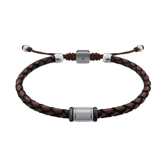Bracciale regolabile Fossil Machine in pelle marrone REGOLABILE