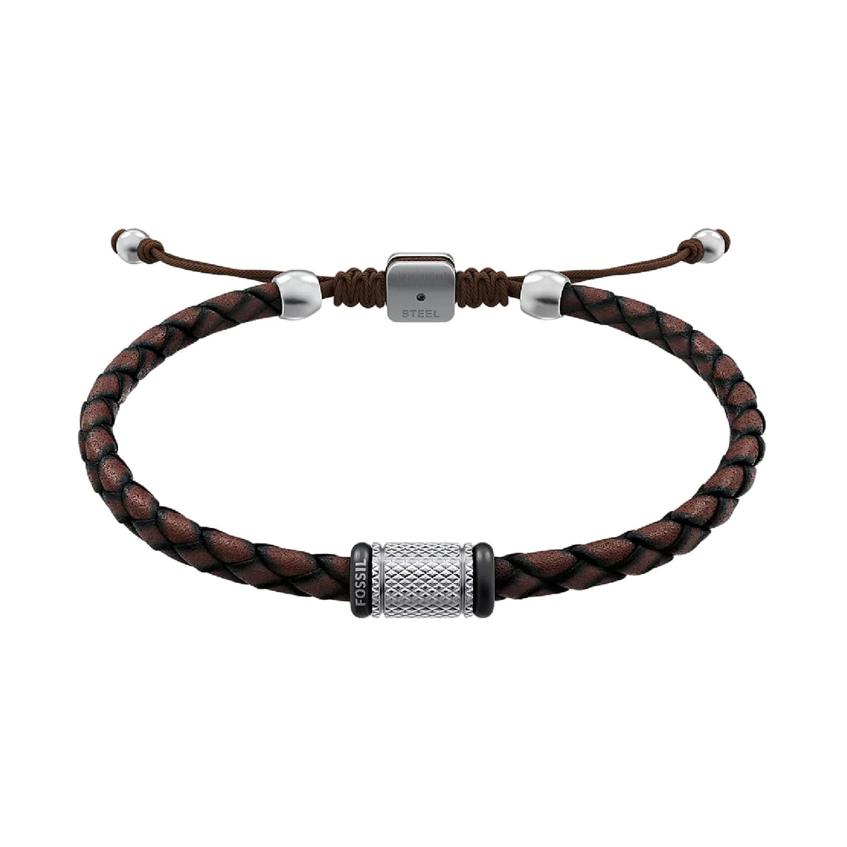Bracciale regolabile Fossil Machine in pelle marrone REGOLABILE