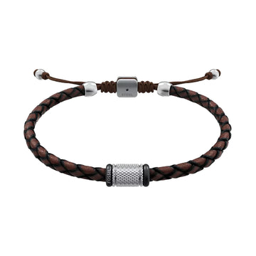 Bracciale regolabile Fossil Machine in pelle marrone REGOLABILE