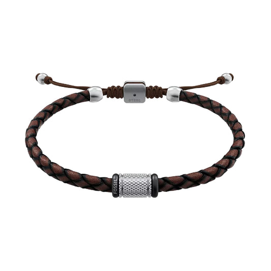 Bracciale regolabile Fossil Machine in pelle marrone REGOLABILE