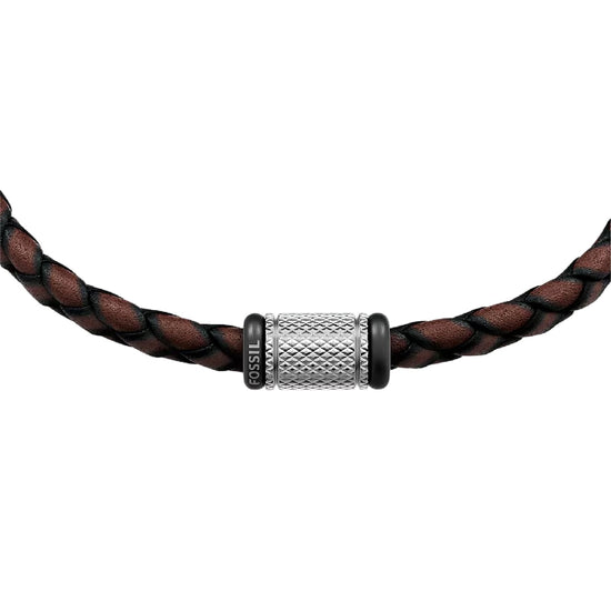 Bracciale regolabile Fossil Machine in pelle marrone REGOLABILE