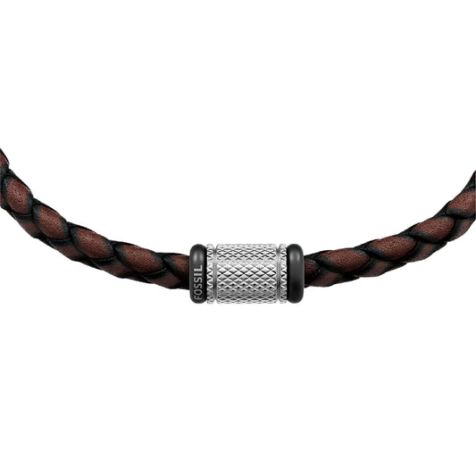 Bracciale regolabile Fossil Machine in pelle marrone REGOLABILE