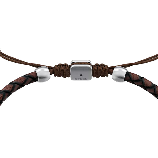 Bracciale regolabile Fossil Machine in pelle marrone REGOLABILE
