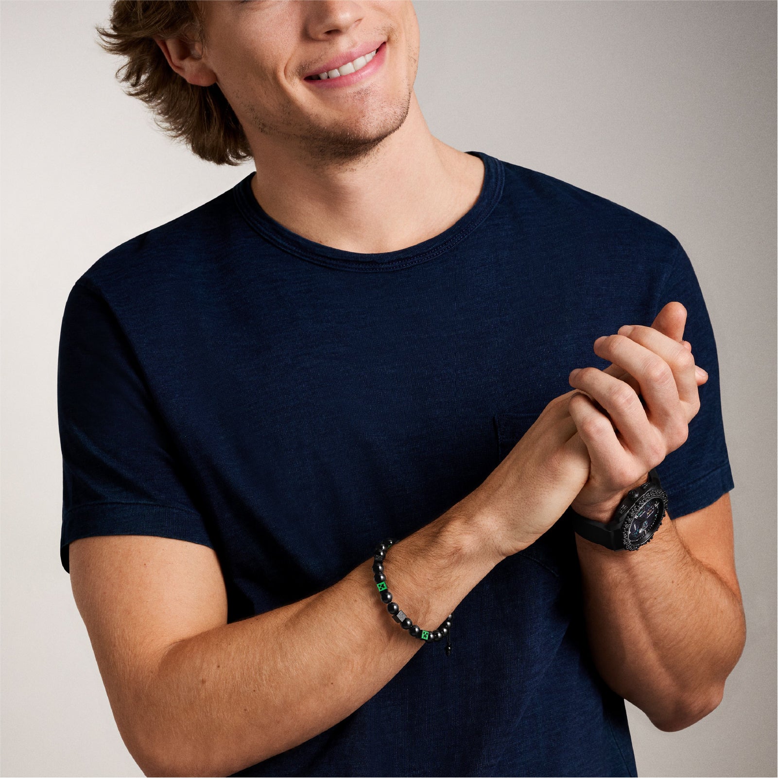 Bracciale con sfere Fossil minecraft con l’immagine di un Creeper REGOLABILE